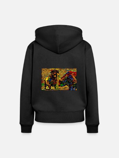 bulle & bär II - Frauen Premium Bio Zip Hoodie - Schwarz