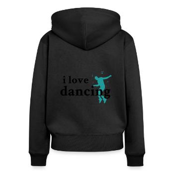 Dancing Dance Music - Frauen Premium Bio Zip Hoodie - Schwarz - Hinten - Julia (174cm)