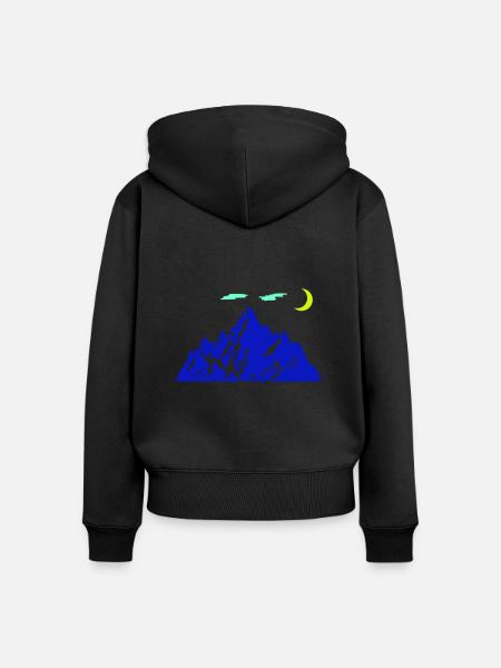 mountain halbmond - Frauen Premium Bio Zip Hoodie - Schwarz