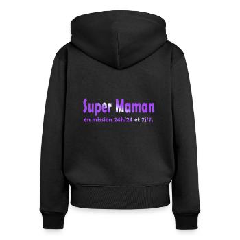 Mama Mutter Humor Witz Geschenk 5 - Frauen Premium Bio Zip Hoodie - Schwarz - Hinten - Julia (174cm)