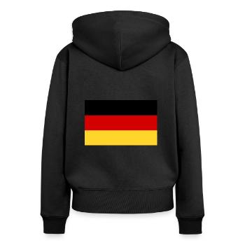 Drapeau allemand - Sweat à capuche zippé Premium bio Femme - noir - Dos - Julia (174cm)