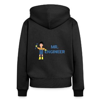 Herr Ingenieur - Frauen Premium Bio Zip Hoodie - Schwarz - Hinten - Julia (174cm)
