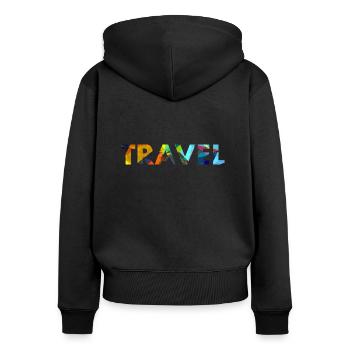 Voyage - Sweat à capuche zippé Premium bio Femme - noir - Dos - Julia (174cm)