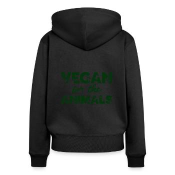 Vegan For The Animals green eco veganism - Women's Premium Organic Zip Hoodie - black - Back - Julia (174cm)