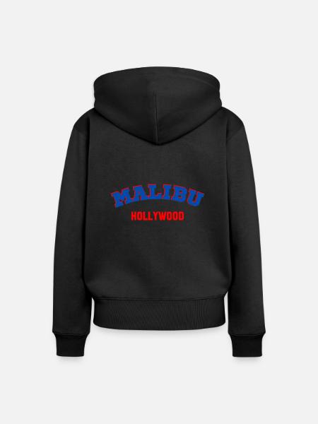 MALIBU Hollywood - Frauen Premium Bio Zip Hoodie - Schwarz