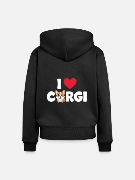 Corgi - Frauen Premium Bio Zip Hoodie - Schwarz