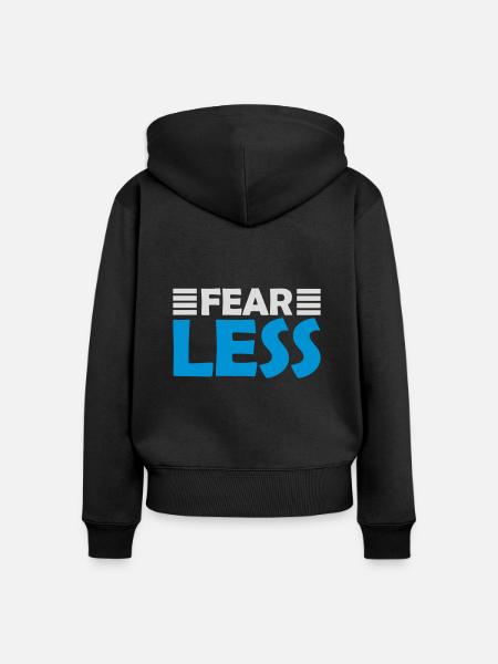 fearless Text Zitat Design - Frauen Premium Bio Zip Hoodie - Schwarz