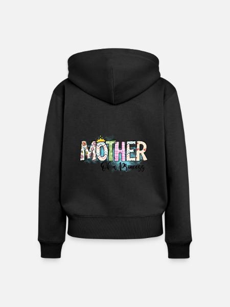 Mutter einer Prinzessin - Frauen Premium Bio Zip Hoodie - Schwarz