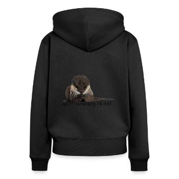 An Otter One Bites the Dust - Frauen Premium Bio Zip Hoodie - Schwarz - Hinten - Julia (174cm)