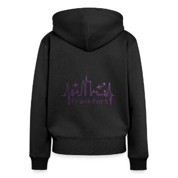 besser stadt Frankfurt - Frauen Premium Bio Zip Hoodie - Schwarz - Hinten - Julia (174cm)
