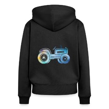 tracteur - Sweat à capuche zippé Premium bio Femme - noir - Dos - Julia (174cm)