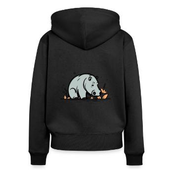 Nilpferd niedlich Comic - Frauen Premium Bio Zip Hoodie - Schwarz - Hinten - Julia (174cm)