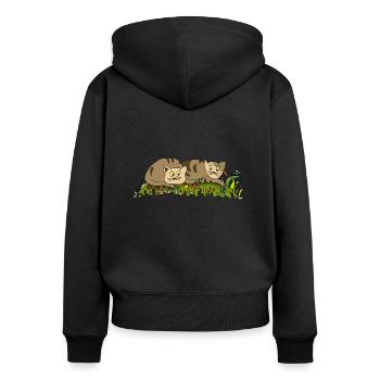 Katzen - Frauen Premium Bio Zip Hoodie - Schwarz - Hinten - Julia (174cm)