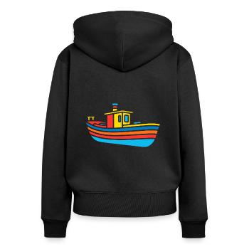 Bateau humour péniche - Sweat à capuche zippé Premium bio Femme - noir - Dos - Julia (174cm)