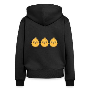 poussin - Sweat à capuche zippé Premium bio Femme - noir - Dos - Julia (174cm)