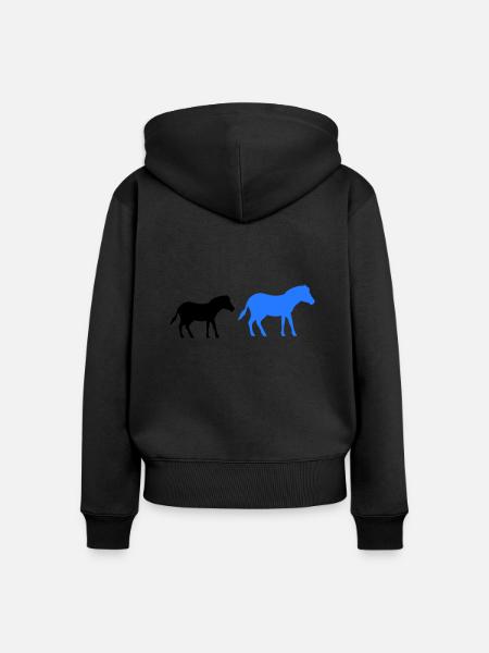 pferd pony 2 - Frauen Premium Bio Zip Hoodie - Schwarz