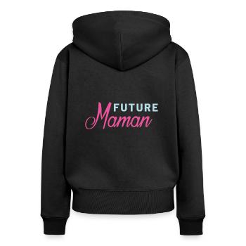 Future maman - Sweat à capuche zippé Premium bio Femme - noir - Dos - Julia (174cm)