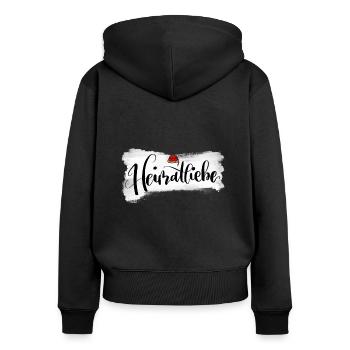 Heimatliebe - Schwarzwald - Bollenhut- Design - Frauen Premium Bio Zip Hoodie - Schwarz - Hinten - Julia (174cm)