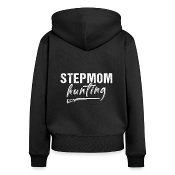 Stiefmütter JagenVintage Stepmom Hunting Sprüche - Frauen Premium Bio Zip Hoodie - Schwarz - Hinten - Julia (174cm)