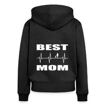 Mama - Frauen Premium Bio Zip Hoodie - Schwarz - Hinten - Julia (174cm)