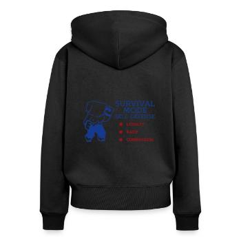 Überlebensmodus Selbstverteidigung - Frauen Premium Bio Zip Hoodie - Schwarz - Hinten - Julia (174cm)
