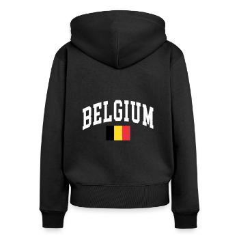 Belgique - Sweat à capuche zippé Premium bio Femme - noir - Dos - Julia (174cm)