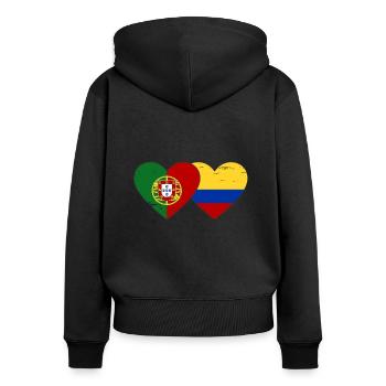 Portugal Colombia Flag Heart Used - Women's Premium Organic Zip Hoodie - black - Back - Julia (174cm)