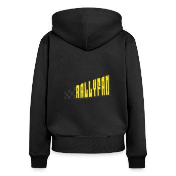 Rallyfan gelb schwarz - Frauen Premium Bio Zip Hoodie - Schwarz - Hinten - Julia (174cm)