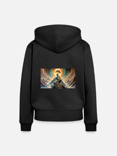 Der Weg nach oben - Frauen Premium Bio Zip Hoodie - Schwarz