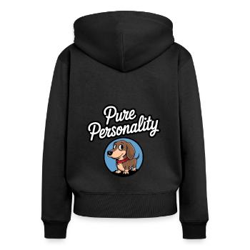 Dackel ist pure Persönlichkeit Dackelportrait - Frauen Premium Bio Zip Hoodie - Schwarz - Hinten - Julia (174cm)