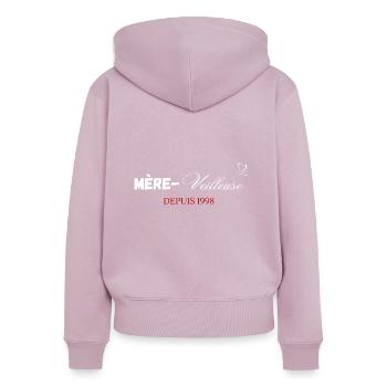 Mère veilleuse depuis 1998 - Sweat à capuche zippé Premium bio Femme - rose poudré - Dos - Julia (174cm)