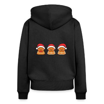 Bonhomme pain d'épice - Sweat à capuche zippé Premium bio Femme - noir - Dos - Julia (174cm)