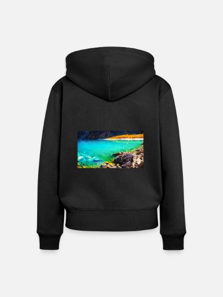 HERBST BERGSEE - Frauen Premium Bio Zip Hoodie - Schwarz