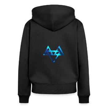 Neffex 3D Blue Logo 1 - Frauen Premium Bio Zip Hoodie - Schwarz - Hinten - Julia (174cm)