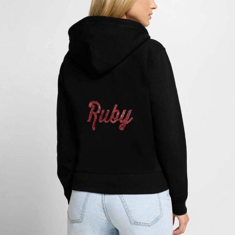 Ruby Stilisierter Text Frauen Premium Bio Zip Hoodie