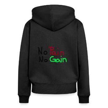 No Pain No Gain - Frauen Premium Bio Zip Hoodie - Schwarz - Hinten - Julia (174cm)