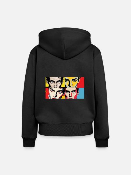 retro look - Frauen Premium Bio Zip Hoodie - Schwarz