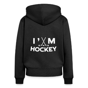 Ich bin Hockey T-Shirt Geschenk - Frauen Premium Bio Zip Hoodie - Schwarz - Hinten - Julia (174cm)