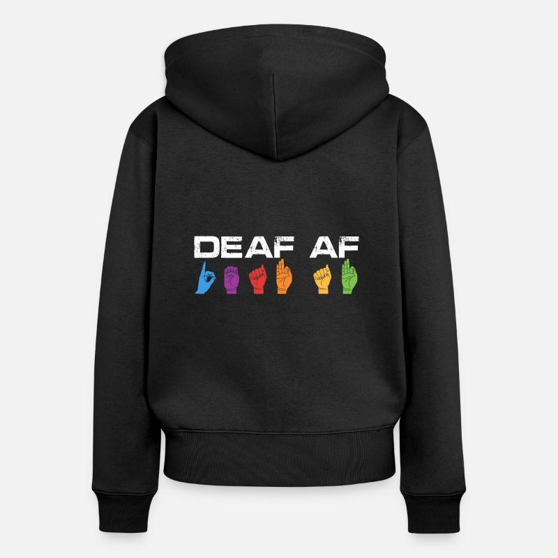 Af sourd | Fierté sourde - Sweat à capuche zippé Premium bio Femme - noir