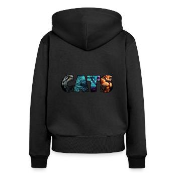My Design - Frauen Premium Bio Zip Hoodie - Schwarz - Hinten - Julia (174cm)