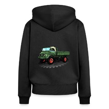 Unimog - Oldtimer - Offroad - Dispositif moteur universel - Sweat à capuche zippé Premium bio Femme - noir - Dos - Julia (174cm)