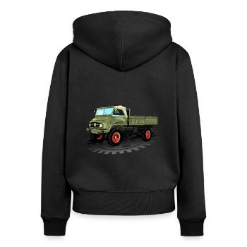 Unimog - Oldtimer - Offroad - Dispositif moteur universel - Sweat à capuche zippé Premium bio Femme - noir - Dos - Julia (174cm)