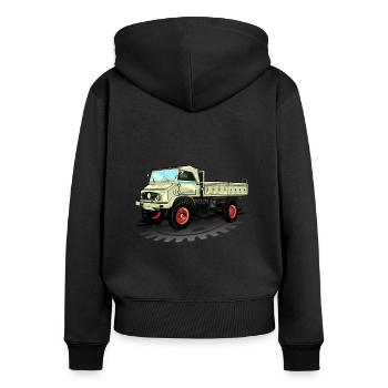 Unimog - Oldtimer - Offroad - Dispositif moteur universel - Sweat à capuche zippé Premium bio Femme - noir - Dos - Julia (174cm)