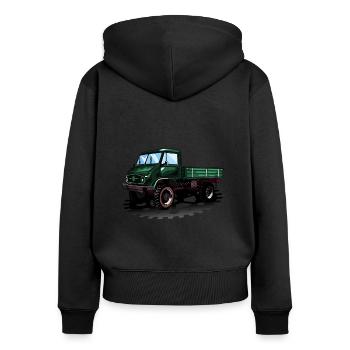 Unimog - Oldtimer - Offroad - Dispositif moteur universel - Sweat à capuche zippé Premium bio Femme - noir - Dos - Julia (174cm)