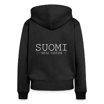 Finnland gegen Krieg Taube - Frauen Premium Bio Zip Hoodie - Schwarz - Hinten - Julia (174cm)