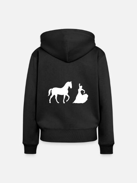 Pferd - Frauen Premium Bio Zip Hoodie - Schwarz