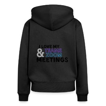 Réunion des équipes Zoom - Sweat à capuche zippé Premium bio Femme - noir - Dos - Julia (174cm)