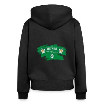 mei Dirndl wird grod gwoschn Steiermark Dialekt - Frauen Premium Bio Zip Hoodie - Schwarz - Hinten - Julia (174cm)