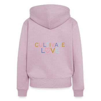 Kultiviere Liebeszitate | Inspirierende Worte - Frauen Premium Bio Zip Hoodie - Altrosa - Hinten - Julia (174cm)