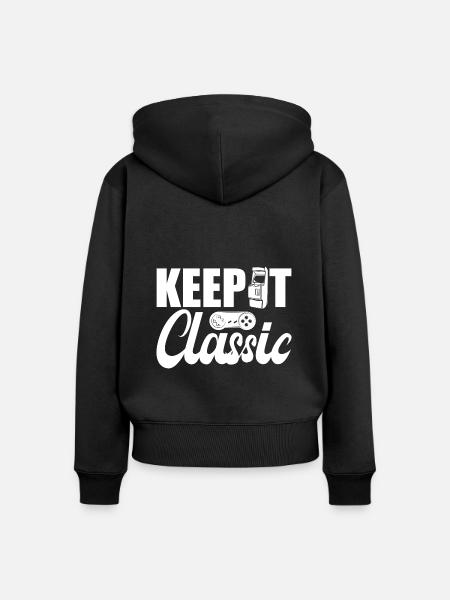 Retro Zocker Sprüche Gaming Geschenk - Frauen Premium Bio Zip Hoodie - Schwarz